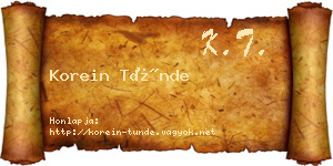 Korein Tünde névjegykártya